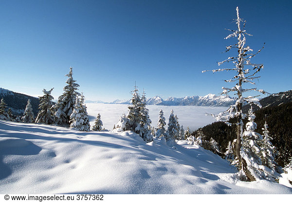 Winter landscape  winterscape  Lower Inn Valley  Tyrol  Austria  Europe