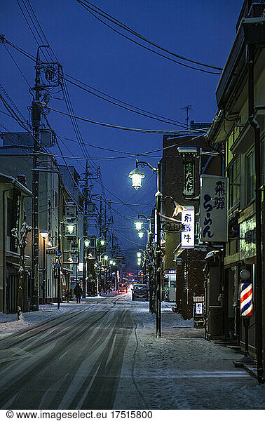 winter scene of street in Takayama
