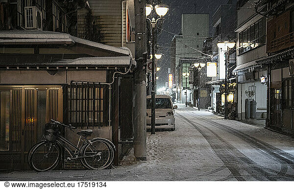 winter scene of street in Takayama
