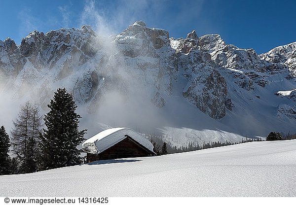 Winter Wonderland in the mountains of Medalges  Dolomites  Trentino-Alto Adige  Italy