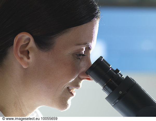 Wissenschaftler betrachten Kulturen unter dem inversen Mikroskop für die medizinische und pharmazeutische Forschung