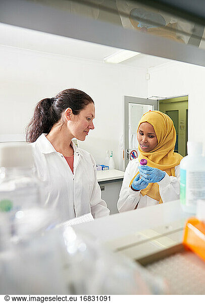 Wissenschaftlerinnen im Gespräch im Labor