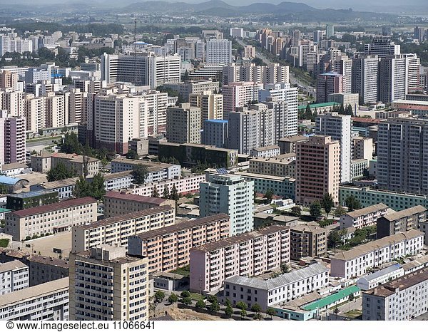 Wohnblocks in Pjöngjang  Nordkorea  Asien