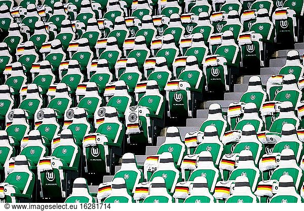 Wolfsburg  Deutschland  20. März 2019: Tribünenplätze in der Volkswagen Arena in Wolfsburg vor dem Fußball-Länderspiel zwischen Deutschland und Serbien.