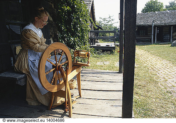 Woman at Spinning Wheel  Fort New Salem  West Virginia