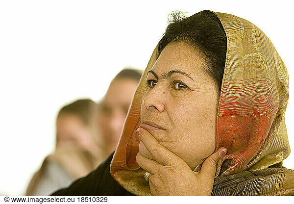 Woman attends a business training seminar in Kabul.