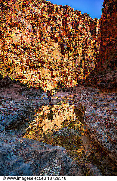 Woman Backpacking in the Grand Canyon  Arizona