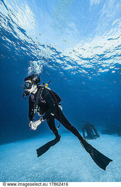 woman diving at the Andaman Sea / Thailand