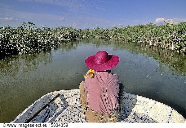 Woman enjoys a boat ride in Mexico