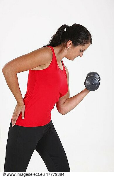 Woman exercising with a dumbbell