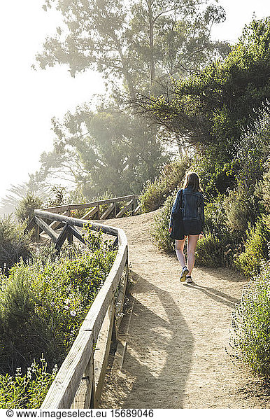 woman  hiking  path  trail  California