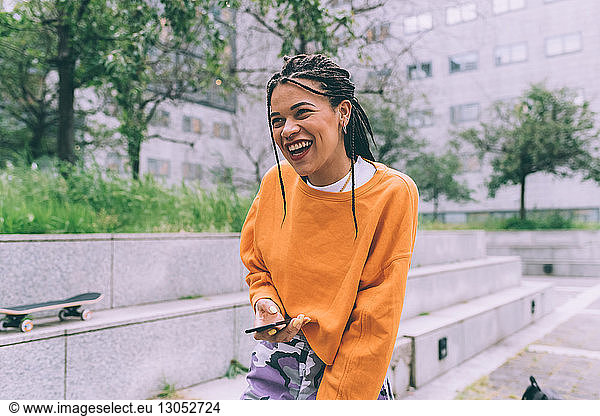 Woman laughing  Milan  Italy