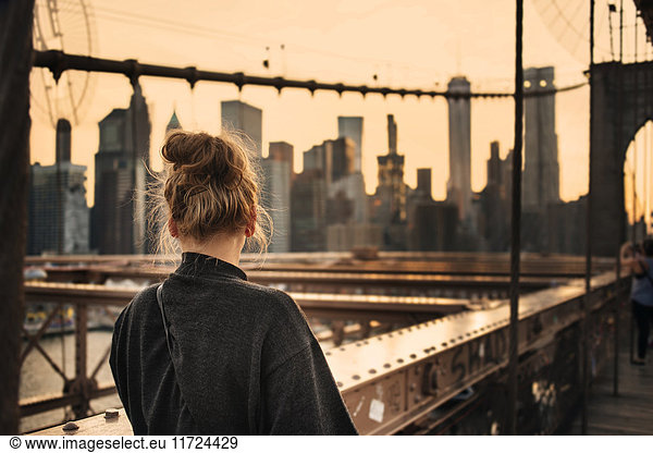 Woman looking at city