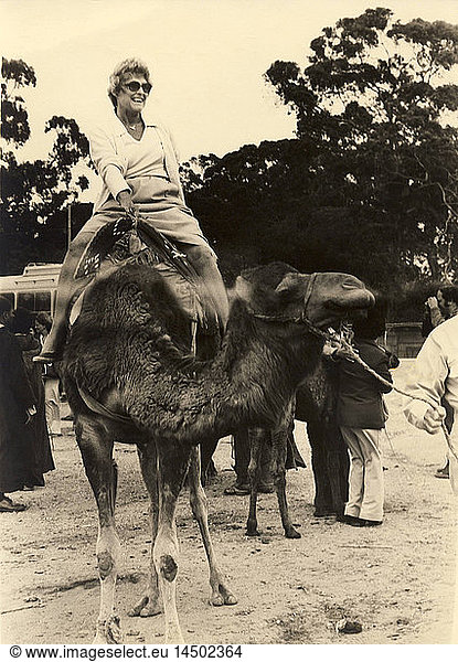 Woman Riding Camel  Egypt  Circa 1970