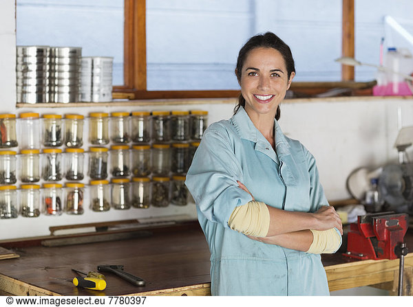 Woman smiling in workshop