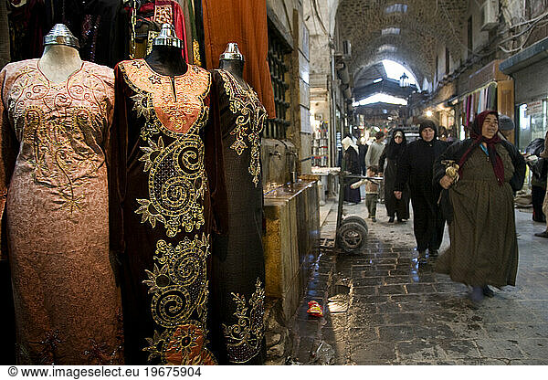 Women fashion store in Aleppo bazaar  Syria.