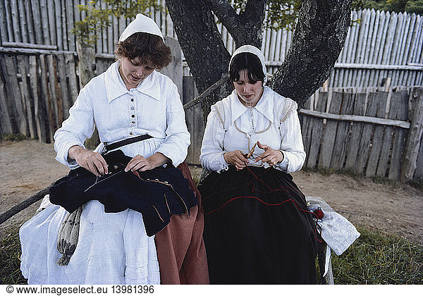 Women Sewing at Plymouth Plantation