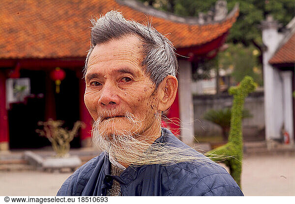 Wonderful Portrait of a Man with White Beard Hanoi Van Mieu Vietnam