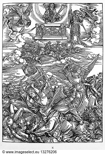 Woodcut By Albrecht Durer The Battle Of The Angels Four Avenging Angels Of The Euphrates The 