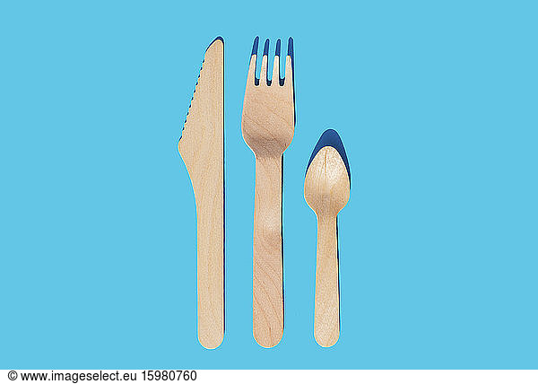 Wooden cutlery  fork  knife and spoon to take away organic and ecological zero waste