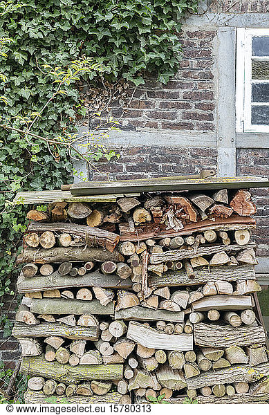 Woodpile in front of half-timbered house
