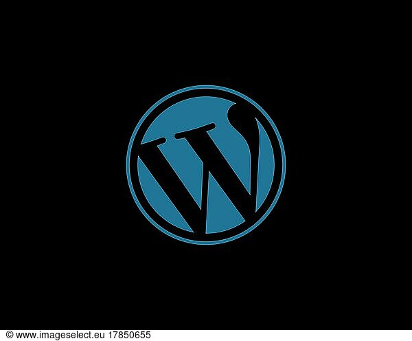 WordPress. com  gedrehtes Logo  Schwarzer Hintergrund