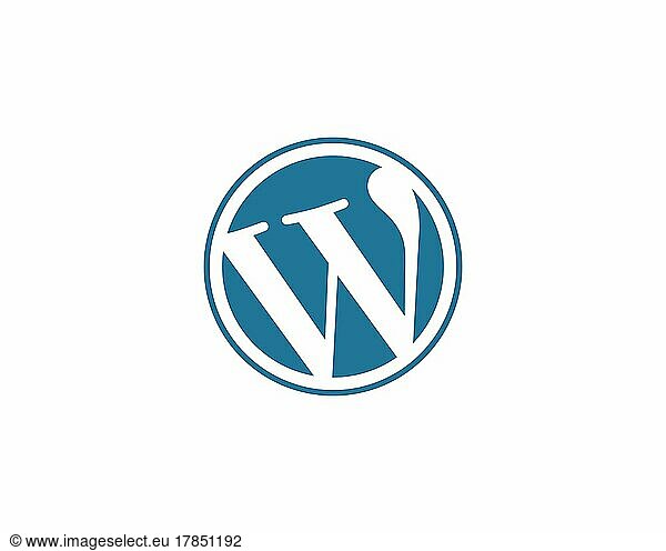 WordPress. com  gedrehtes Logo  Weißer Hintergrund