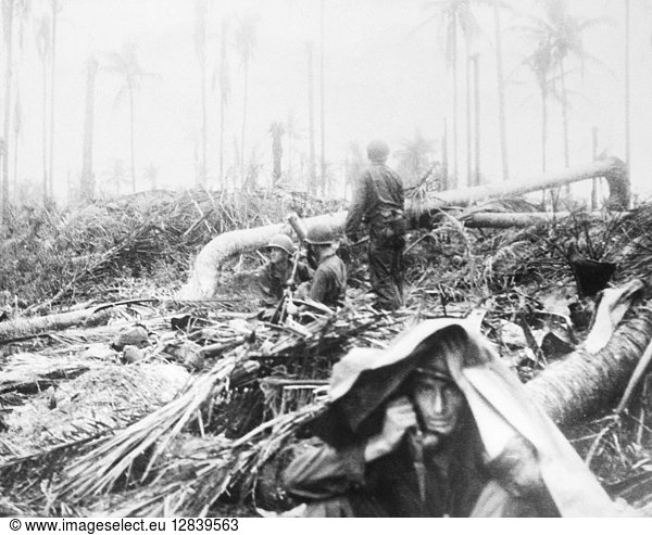 WORLD WAR II: U.S. CAVALRY. First U.S. Cavalry Division on Los Negros  Admiralty Islands  March 1944.