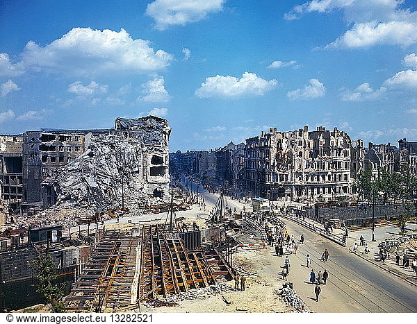 World War two: Ruined buildings in berlin