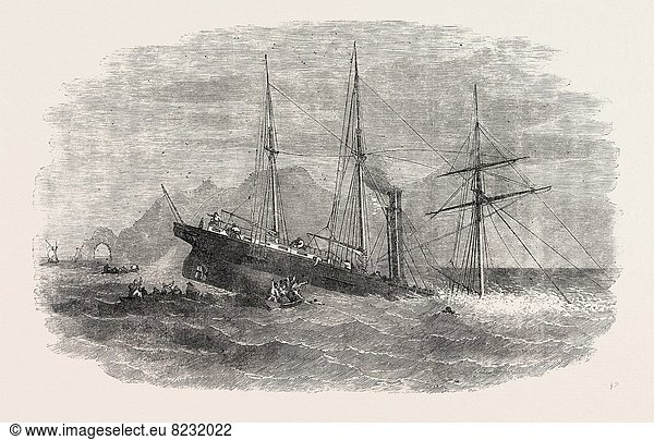 WRECK OF THE FORERUNNER AFRICAN MAIL-STEAMER AT POINT ST. LORENZO 1854