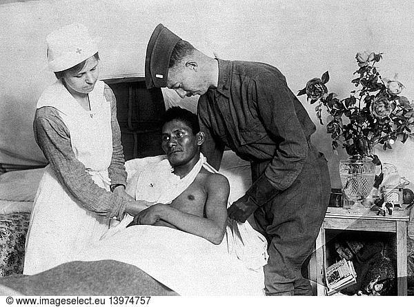 WWI  Red Cross Hospital  Wounded American Soldier