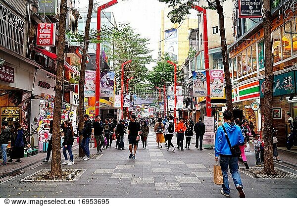Xi men ding Nachtmarkt  Straßenszene  New Taipei  Taiwan