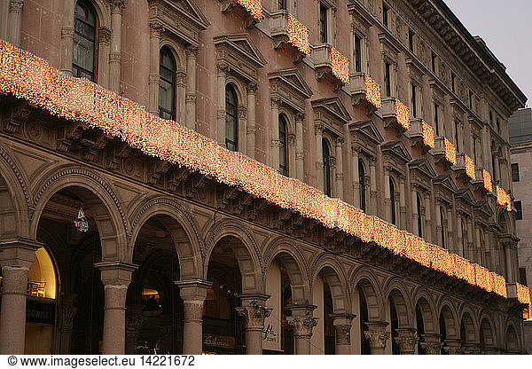 Xmas decorations  Palazzo Settentrionale  Duomo square  Milan  Lombardy  Italy
