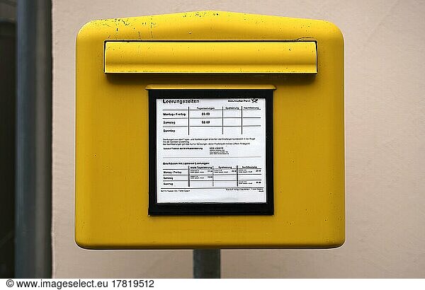 Yellow post box  Salach  Swabian Alb  Baden-Württemberg  Germany  Europe