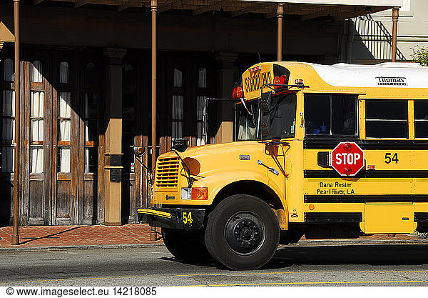 Yellow school bus  New Orleans  Louisiana  United States of America  North America