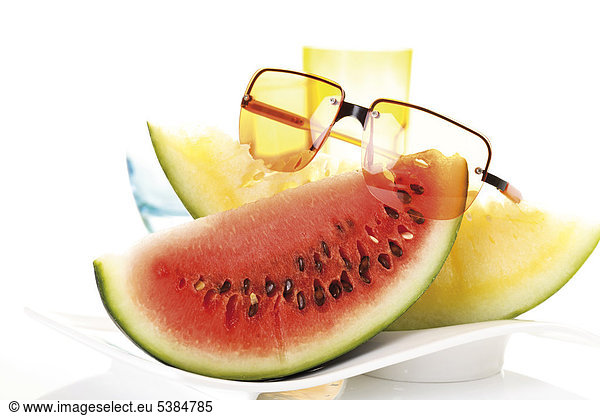 Yellow Watermelon  Watermelon and sunglasses  symbol for summertime