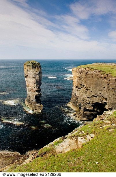 Yesnaby Schloss ein Meer-Stapel auf der Küste der Insel Mainland Orkney Inseln Schottlands