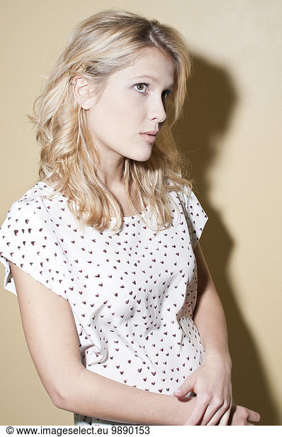 Young blond woman in profile