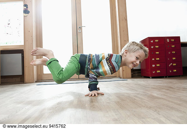 Young boy breakdancing