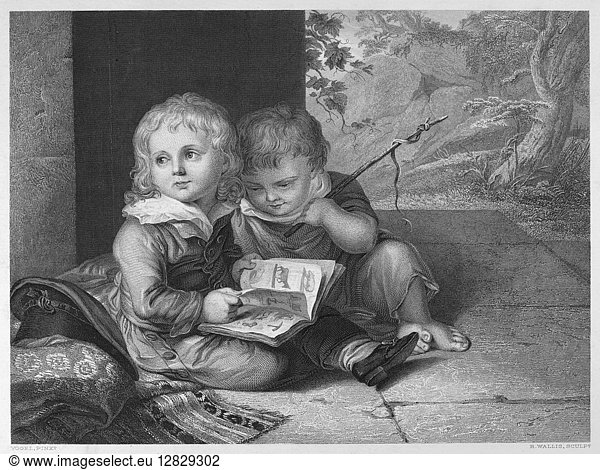 YOUNG BOYS  c1795. 'The Brothers.' The sons of German painter Christian Lebrecht Vogel (one of them the future painter Carl Christian Vogel von Vogelstein). Steel engraving  English  19th century  after the painting by Vogel  c1795.