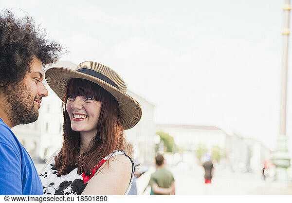 Young couple looking at each other
