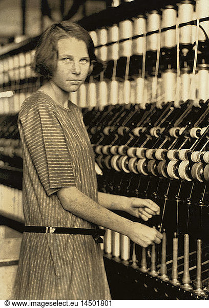 Young Female Worker in Favorable Working Conditions  Three-Quarter-Length Portrait  Cheney Silk Mills  Lewis Hine for National Child Labor Committee  1924
