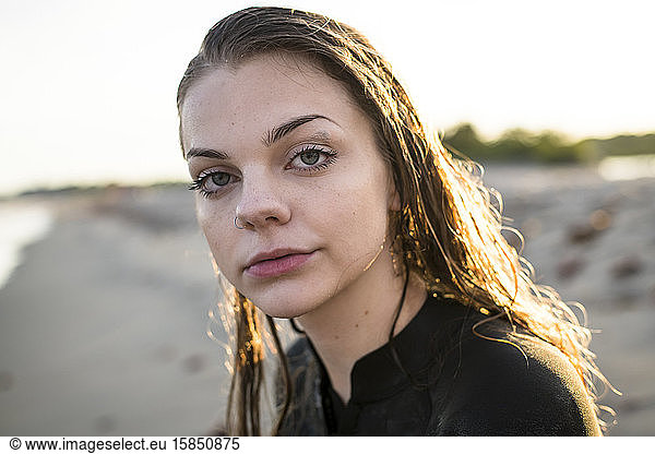Young Girl at Beach at Golden Hour