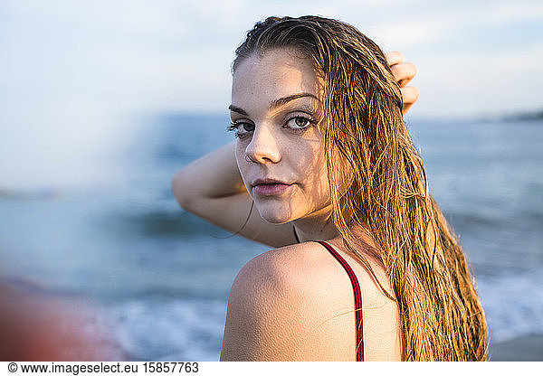 Young Girl at Beach at Golden Hour