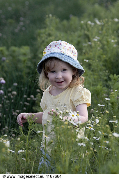 Young girl in a flower meadow
