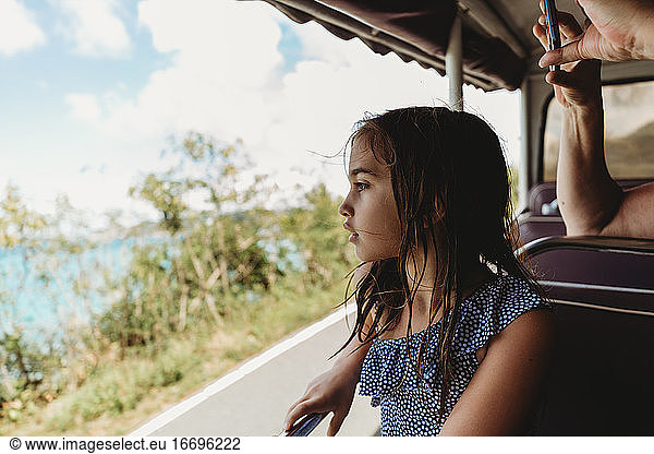 Young Girl in Caribbean Spring Break Travelings with Kids