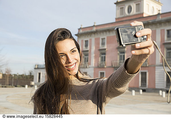 young girl taking a selfie in Boadilla del Monte  Spain