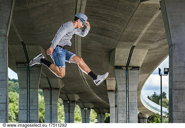 Young man doing acrobatics