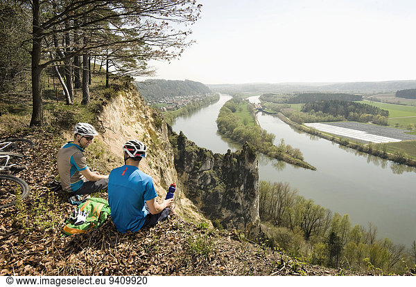 Young mountainbikers taking rest