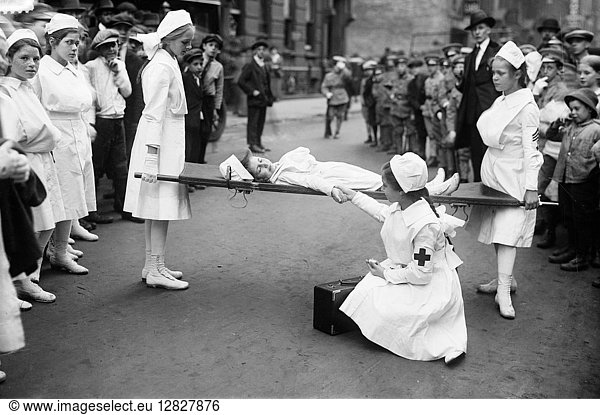 YOUNG NURSES  c1916. Young nurses at a Boy Scouts event. Photograph  c1915.